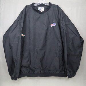 VTG Buffalo Bills Jacket Logo Athletic NFL Adult 2XL Black Windbreaker Pullover